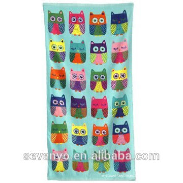 colorful owl pattern pigment print with tassels Hand towels Ht-009